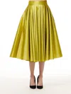 Emily Shalant Tea Length Pleated Soft Taffeta Midi Skirt In Citrine In Multi