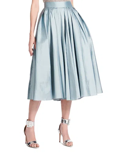 Emily Shalant Tea Length Pleated Soft Taffeta Skirt In Multi