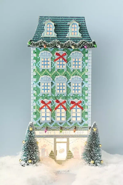 Emily Taylor X Anthropologie Light-up Holiday House In Blue