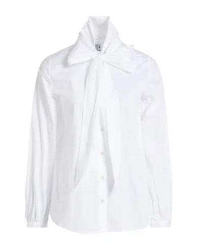 Emily Van Den Bergh Woman Shirt White Size 6 Cotton, Elastane