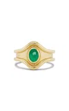 Emily Weld Collins 18k Yellow Goldshelter Island Ring In Emerald