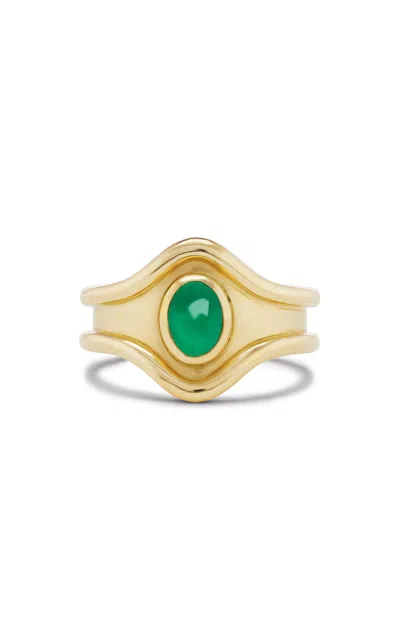 Emily Weld Collins 18k Yellow Goldshelter Island Ring In Emerald In Gold