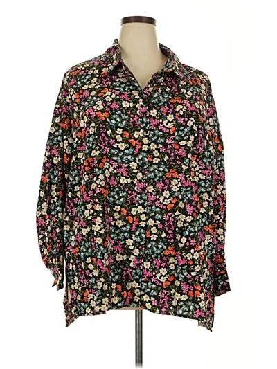 Pre-owned Emily Wonder 3/4 Sleeve Blouse In Black