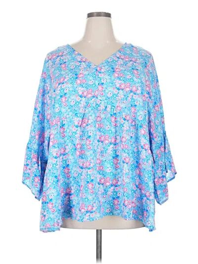 Emily Wonder 3/4 Sleeve Blouse In Blue