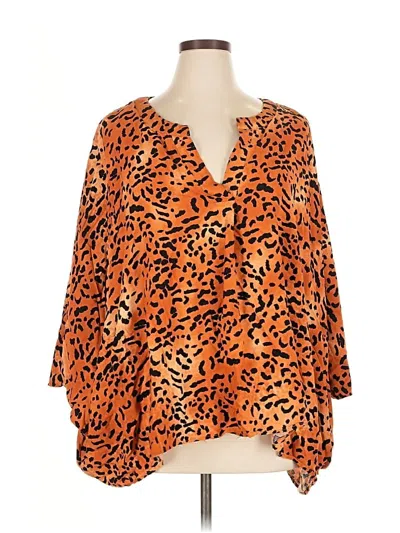 Pre-owned Emily Wonder 3/4 Sleeve Blouse In Orange