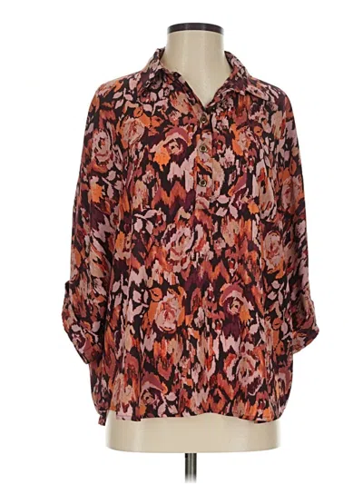 Pre-owned Emily Wonder 3/4 Sleeve Blouse In Orange