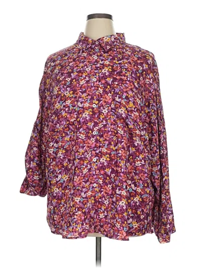 Pre-owned Emily Wonder 3/4 Sleeve Blouse In Purple