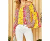 EMILY WONDER COLORFUL FLORAL PAISLEY PRINT PLUS TOP IN YELLOW AND HOT PINK