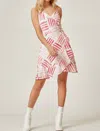 EMILY WONDER FAUX WRAP DRESS IN WHITE AND PINK