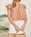 Emily Wonder Frankie Floral Flowy Top - Plus In Orange In Orange