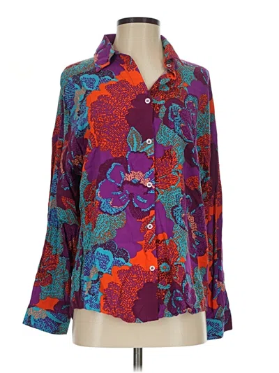 Pre-owned Emily Wonder Long Sleeve Blouse In Blue