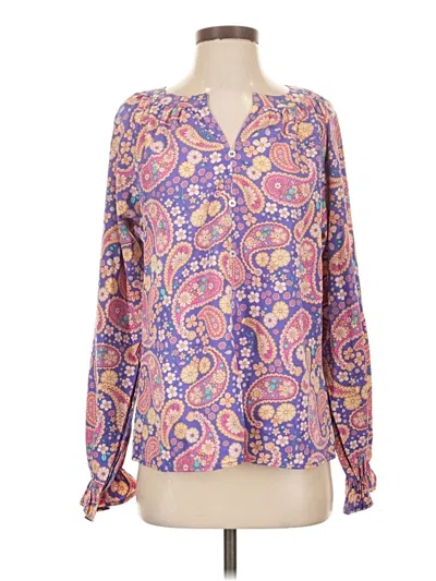 Pre-owned Emily Wonder Long Sleeve Blouse In Purple
