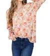Emily Wonder Marigold Dreams Floral Blouse In Orange In White