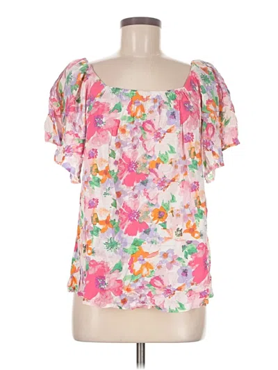 Pre-owned Emily Wonder Short Sleeve Blouse In Pink