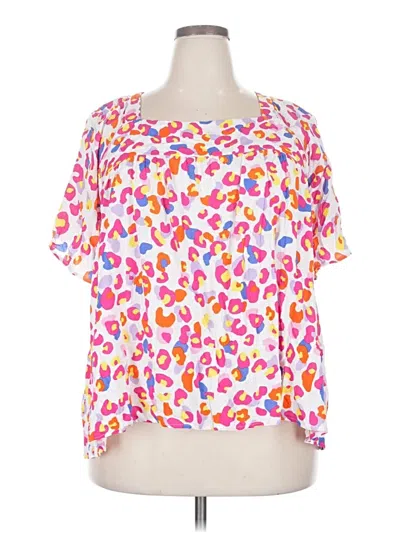 Pre-owned Emily Wonder Short Sleeve Blouse In Pink