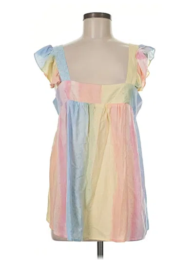 Pre-owned Emily Wonder Sleeveless Top Pink Square Neckline Tops