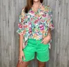 Emily Wonder Tropical Delight Top In Green Multi In Green