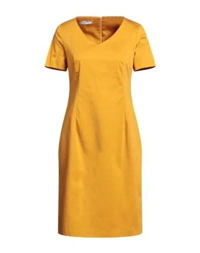 Emisphere Woman Midi Dress Ocher Size 10 Cotton, Elastane In Yellow