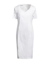 Emisphere Woman Midi Dress White Size 14 Cotton, Elastane