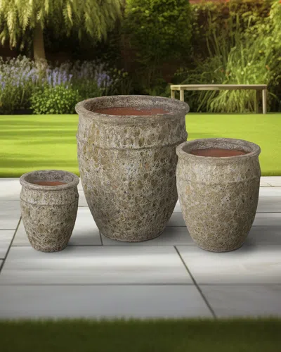 Emissary Trading Graphic Design Planters, Set Of 3 In Neutral