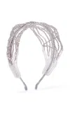 Emm Kuo Crystal-beaded Lace Headband In Light Grey