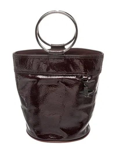 Pre-owned Emm Kuo Patent Leather Bucket Bag In Brown