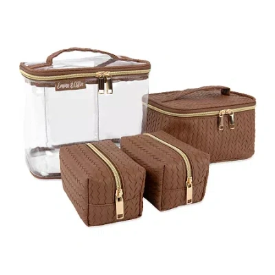Emma & Chloe 4-pc.travel Cosmetic Bag Train Set In Brown