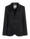 Emma & Gaia Woman Blazer Black Size 10 Cotton, Elastane In Black
