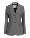 Emma & Gaia Woman Blazer Grey Size 8 Cotton, Viscose, Wool In Grey