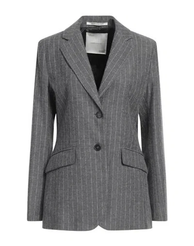 Emma & Gaia Woman Blazer Grey Size 8 Cotton, Viscose, Wool