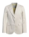Emma & Gaia Woman Blazer Ivory Size 10 Cotton, Elastane In White