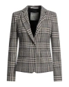 Emma & Gaia Woman Blazer Charcoal Size 8 Polyester, Cotton, Polyamide, Elastane In Grey