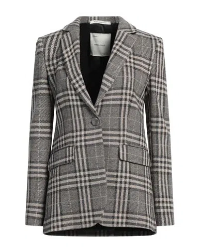 Emma & Gaia Woman Blazer Charcoal Size 6 Polyester, Cotton, Polyamide, Elastane In Grey