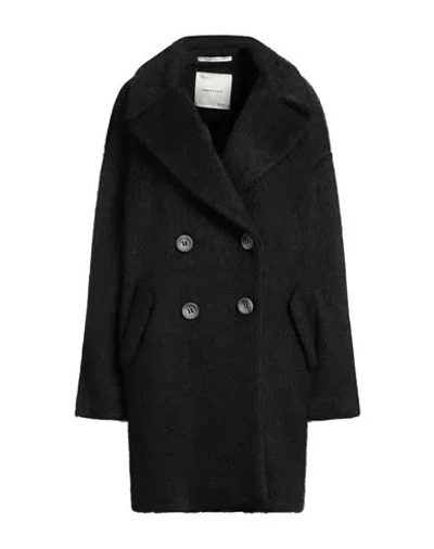 Emma & Gaia Woman Coat Black Size 10 Acrylic, Polyester, Mohair Wool, Virgin Wool
