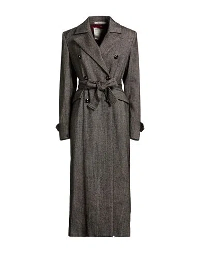 Emma & Gaia Woman Coat Black Size 4 Polyester, Wool, Polyamide In Gray