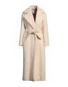 Emma & Gaia Woman Coat Cream Size 2 Acrylic, Polyester, Mohair Wool, Virgin Wool In White