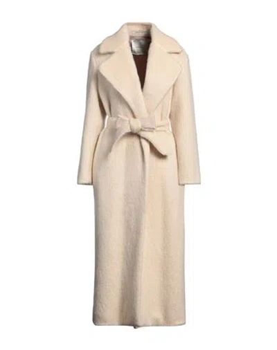 Emma & Gaia Woman Coat Cream Size 2 Acrylic, Polyester, Mohair Wool, Virgin Wool In White