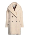 Emma & Gaia Woman Coat Cream Size 4 Acrylic, Polyester, Mohair Wool, Virgin Wool In White