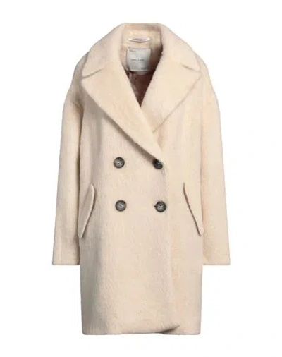Emma & Gaia Woman Coat Cream Size 4 Acrylic, Polyester, Mohair Wool, Virgin Wool In White