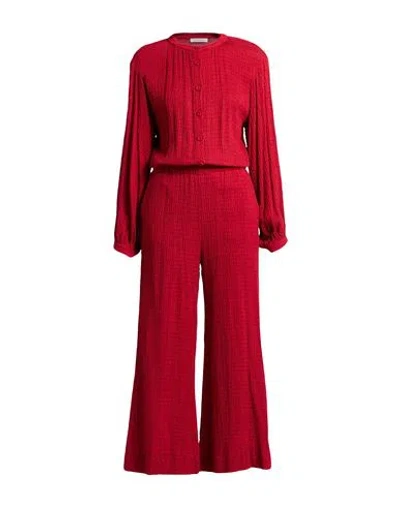 Emma & Gaia Woman Jumpsuit Red Size 6 Viscose, Wool, Polyamide