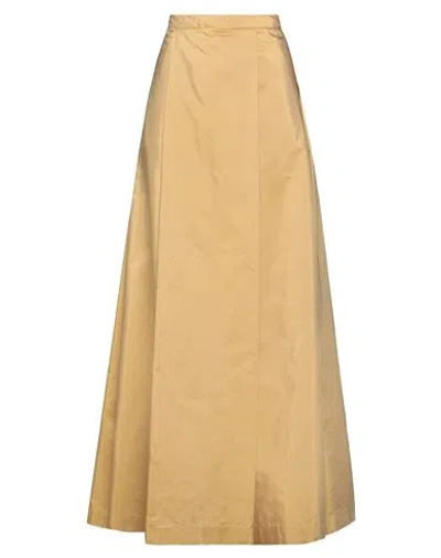 Emma & Gaia Woman Maxi Skirt Ocher Size 8 Silk In Yellow