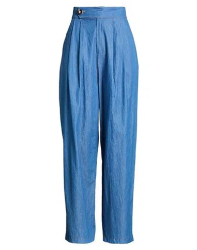 Emma & Gaia Woman Pants Blue Size 4 Cotton