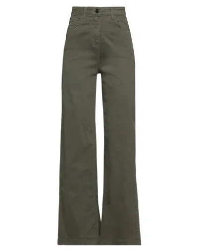 Emma & Gaia Woman Pants Military Green Size 2 Cotton, Elastane