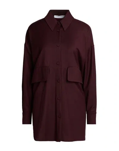Emma & Gaia Woman Shirt Burgundy Size 4 Polyester, Viscose, Elastane