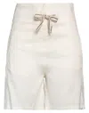 Emma & Gaia Woman Shorts & Bermuda Shorts Ivory Size 4 Linen, Cotton, Elastane In White