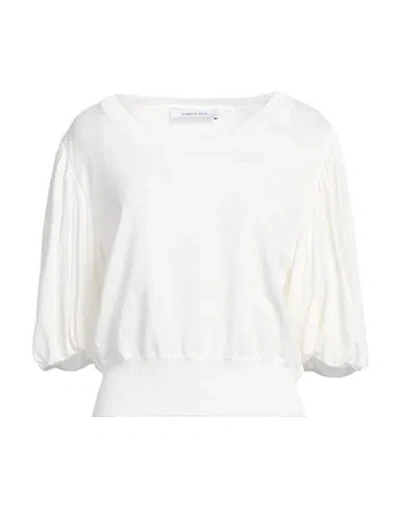 Emma & Gaia Woman Sweater White Size 6 Cotton, Polyester, Viscose