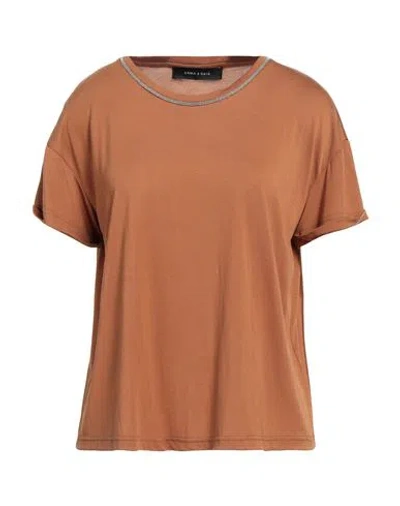 Emma & Gaia Woman T-shirt Tan Size 8 Modal, Polyester In Brown