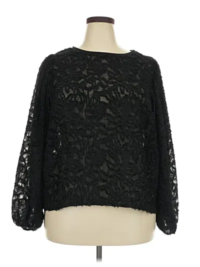 Pre-owned Emma & Michele Long Sleeve Blouse In Black