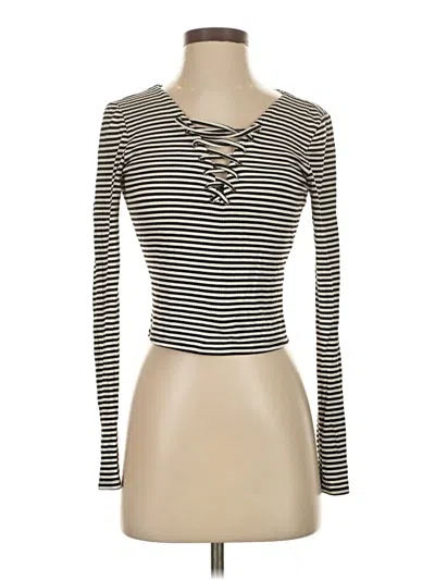 Pre-owned Emma & Sam Long Sleeve Top Black Boatneck Tops