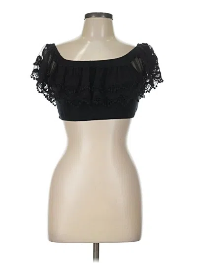 Pre-owned Emma & Sam Short Sleeve Top Black Sweetheart Neckline Tops